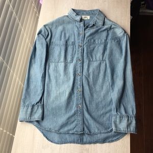 Denim button down collared shirt